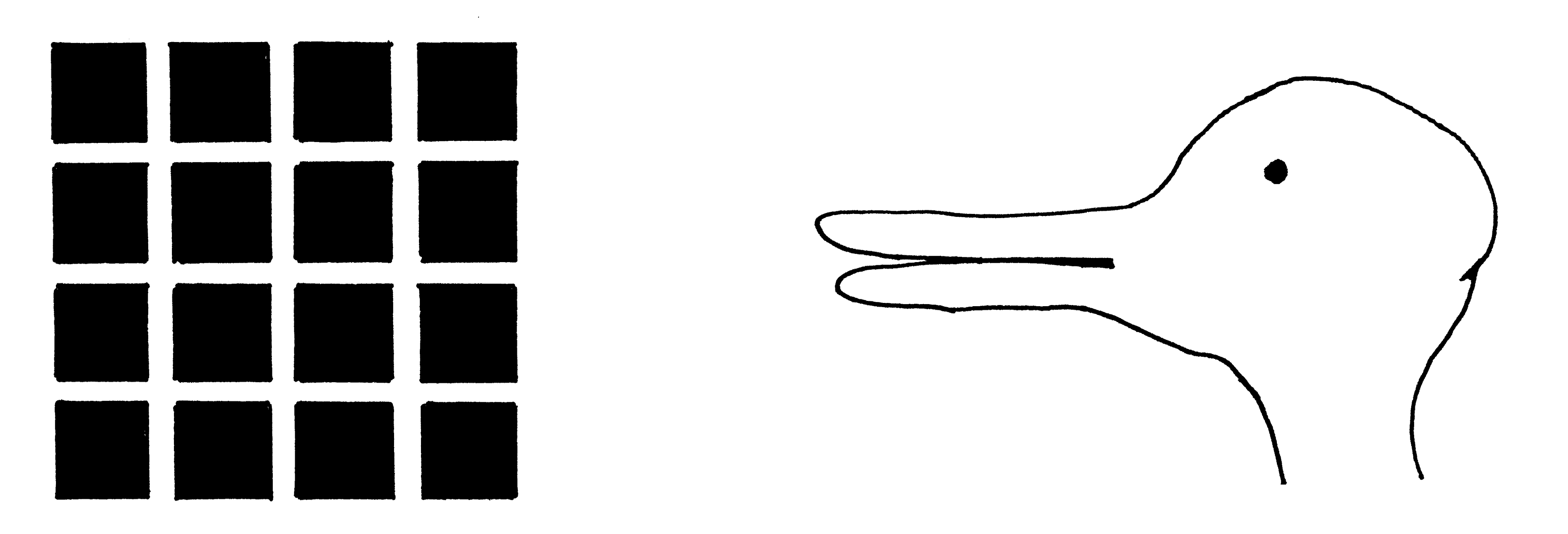 Abb. 16 Hermann-Gitter (links), Abb. 17 Hasen-Enten-Kopf (rechts)