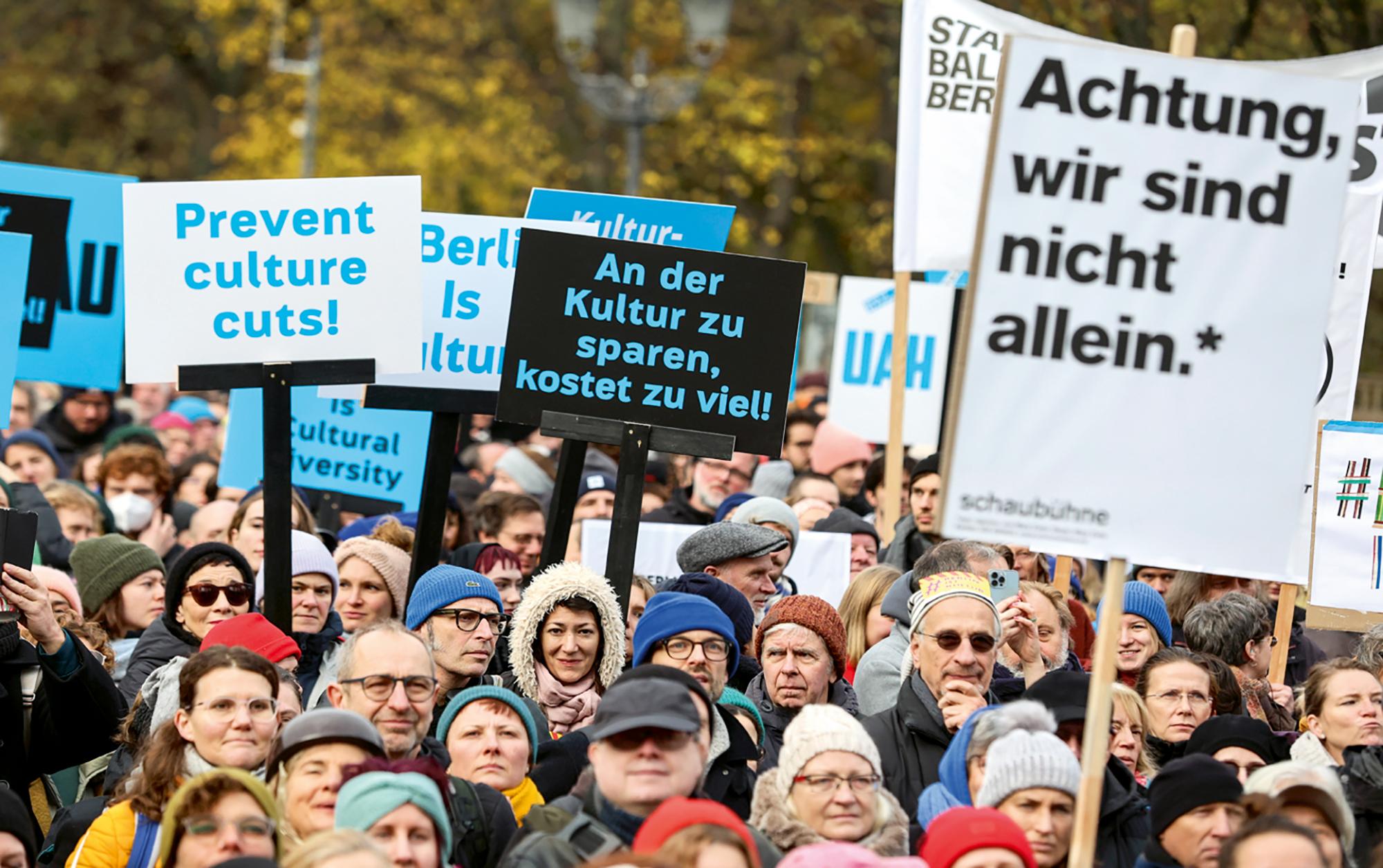 Die Kundgebung der Aktionsplattform #BerlinIstKultur am 13. November 2024