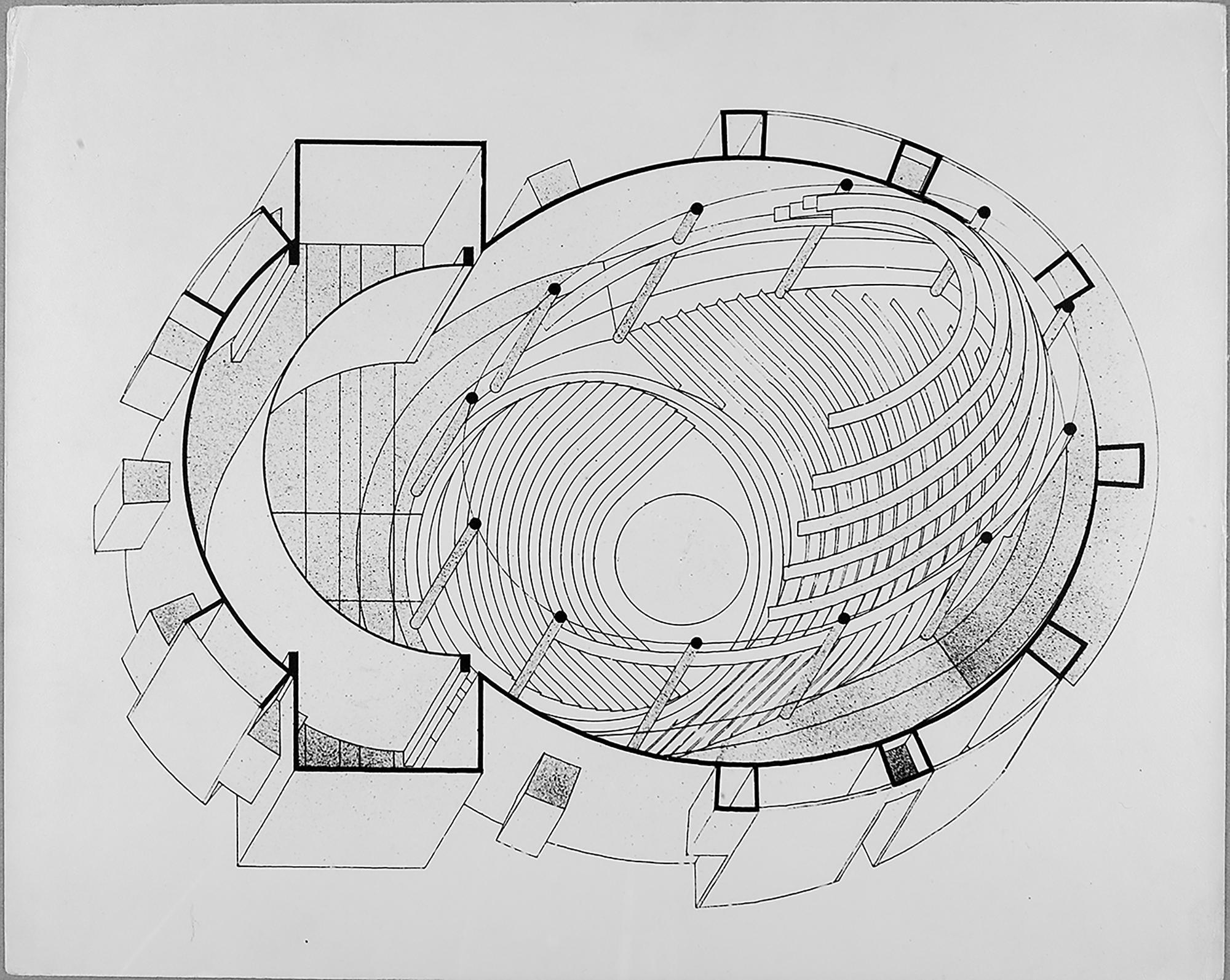 Walter Gropius, Total Theater for Erwin Piscator, Berlin, 1927. Unidentified Artist; Harvard Art Museums/Busch-Reisinger Museum, Gift of Ise Gropius