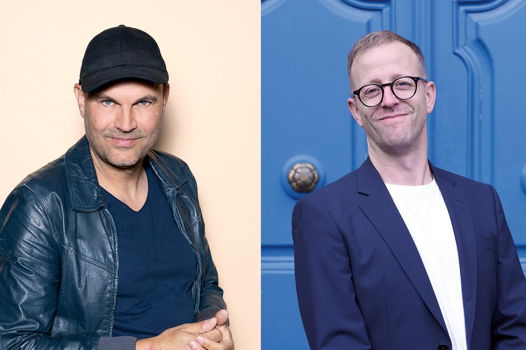 links: Nicolas Stemann, der neue Intendant des Schauspielhaus Bochum, rechts: Andreas Karlaganis, der neue Intendant des Düsseldorfer Schauspielhauses