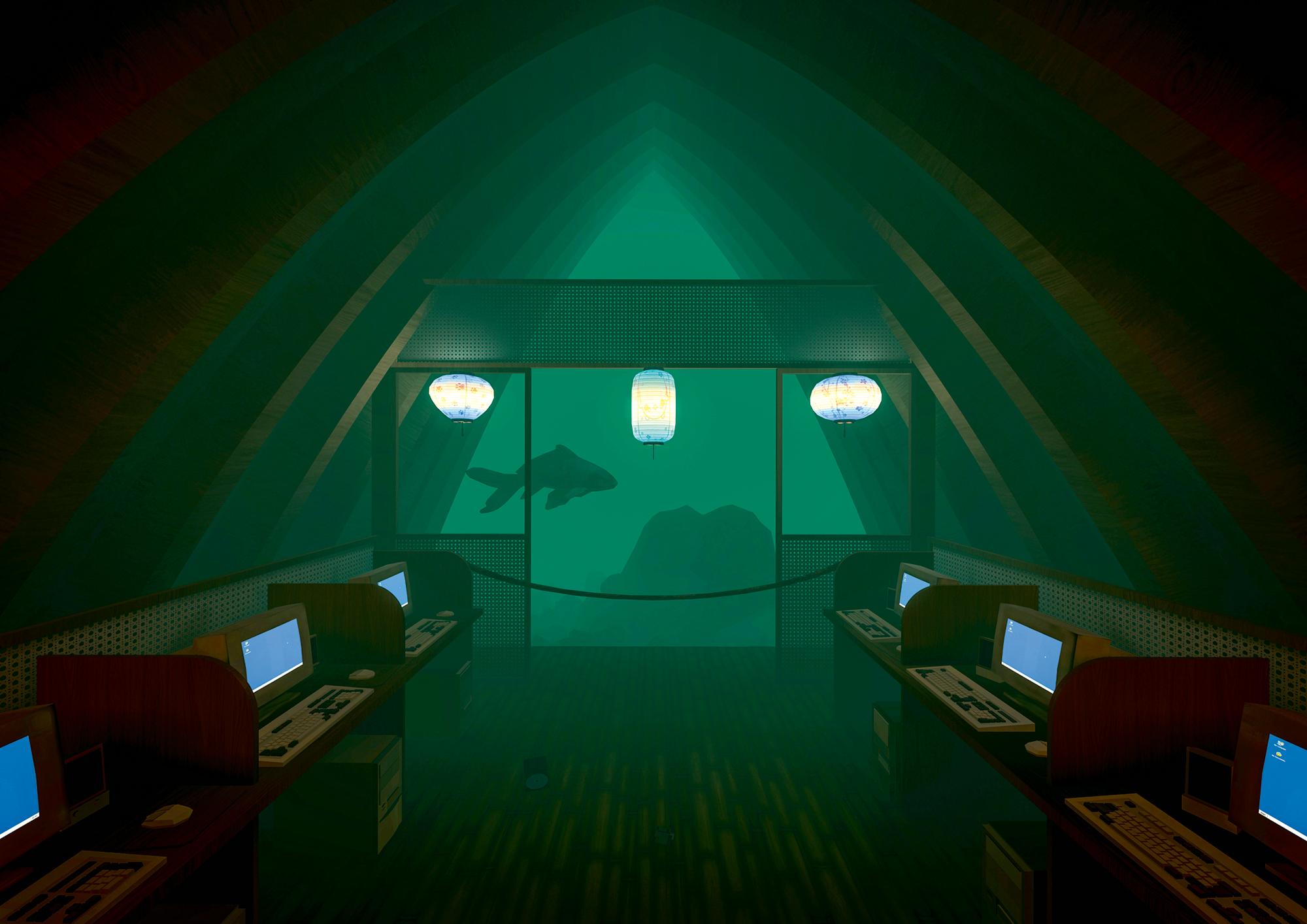 Szene aus „[EOL]. End of Life“, eine virtuelle Ruinenlandschaft. Performative Installation in Virtual Reality von DARUM (Victoria Halper und Kai Krösche). Eine Ko-Produktion von DARUM und brut Wien
