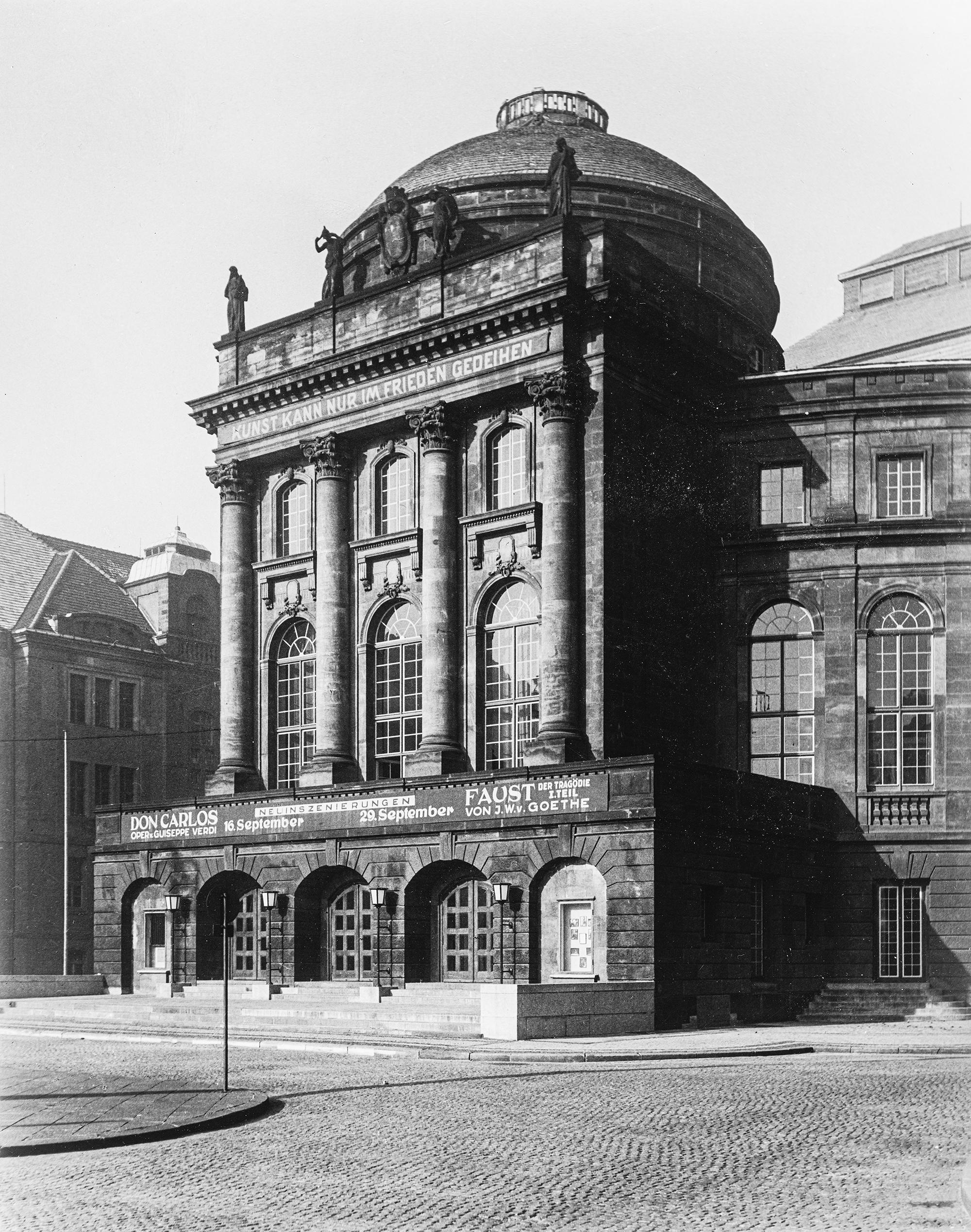 Opernhaus Chemnitz, Ankündigung der Neuinszenierungen Don Carlos von Giuseppe Verdi und Faust, der Tragödie I. Teil von Johann Wolfgang von Goethe, Herbst 1951