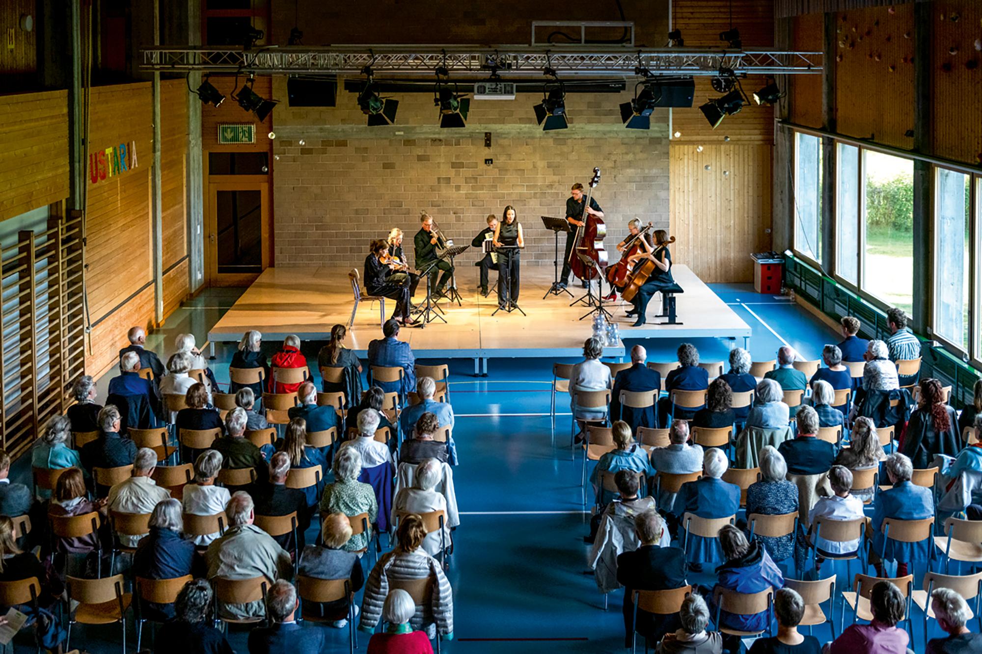 Eröffnungskonzert „Besammlung“ im Rahmen des zeit:fluss Festivals in Sils Maria in der Schweiz
