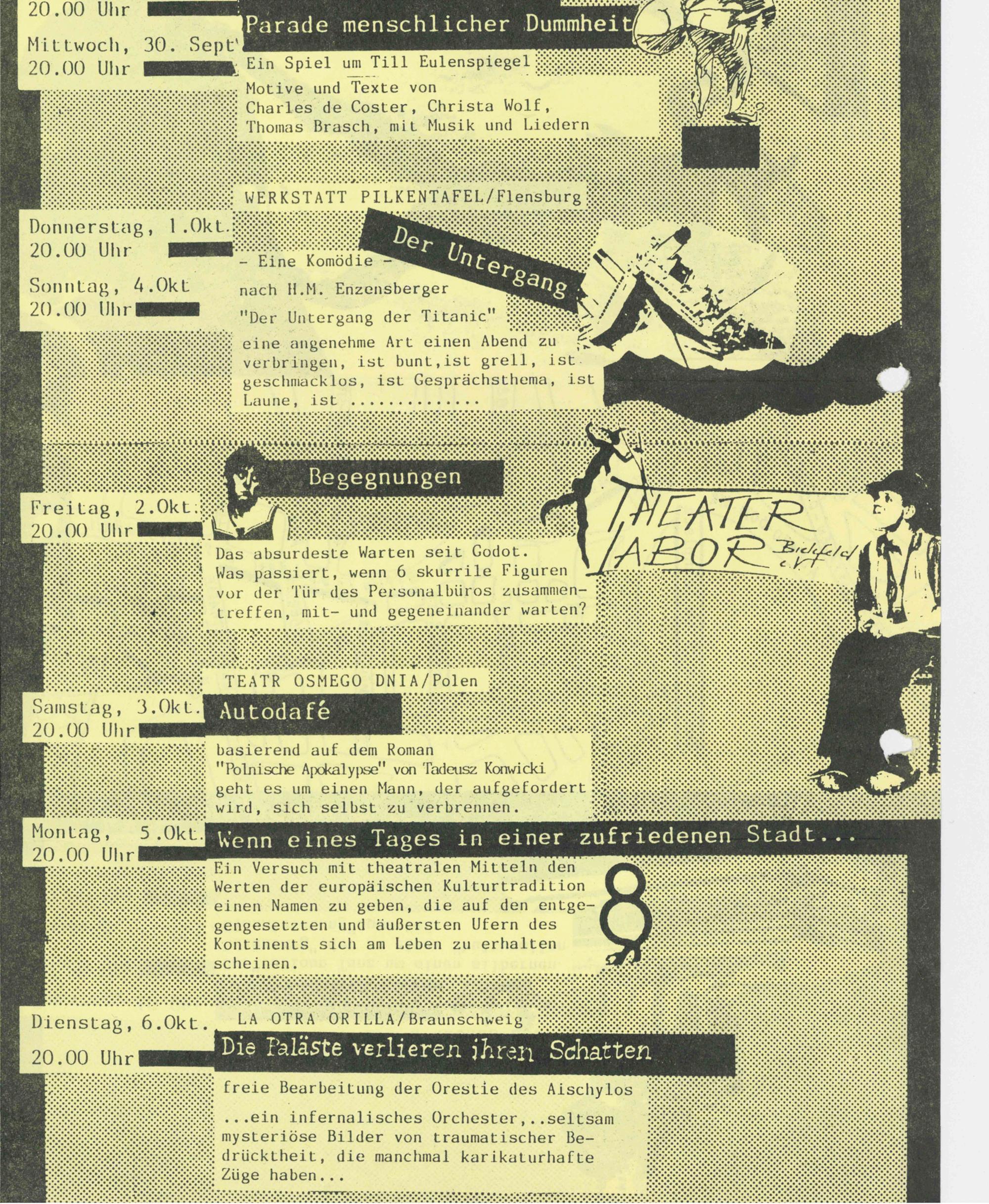 Theaterlabor Programm, 1985