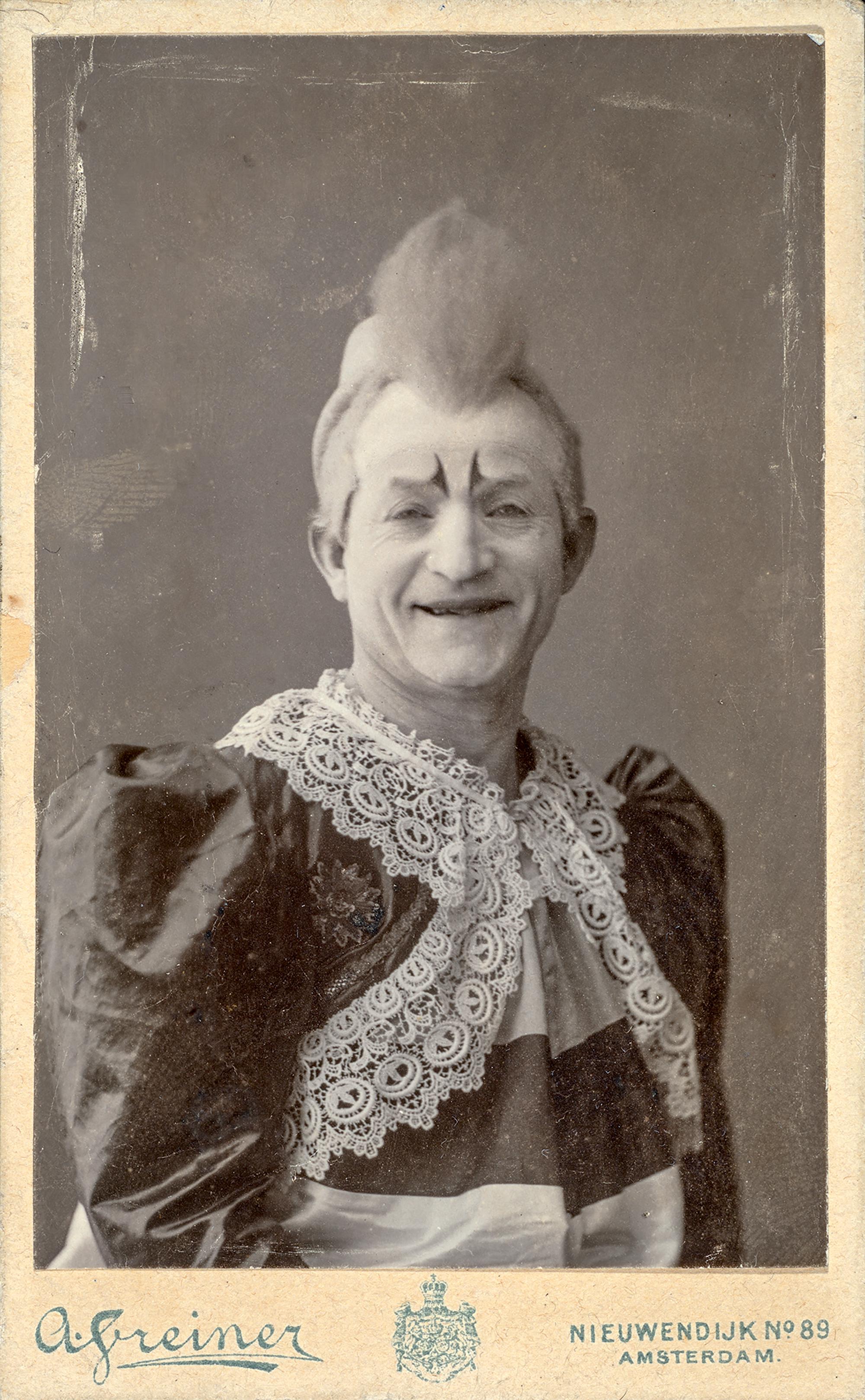 Ein Darsteller der Pantomime Lustige Blätter bei Circus Renz (1896).