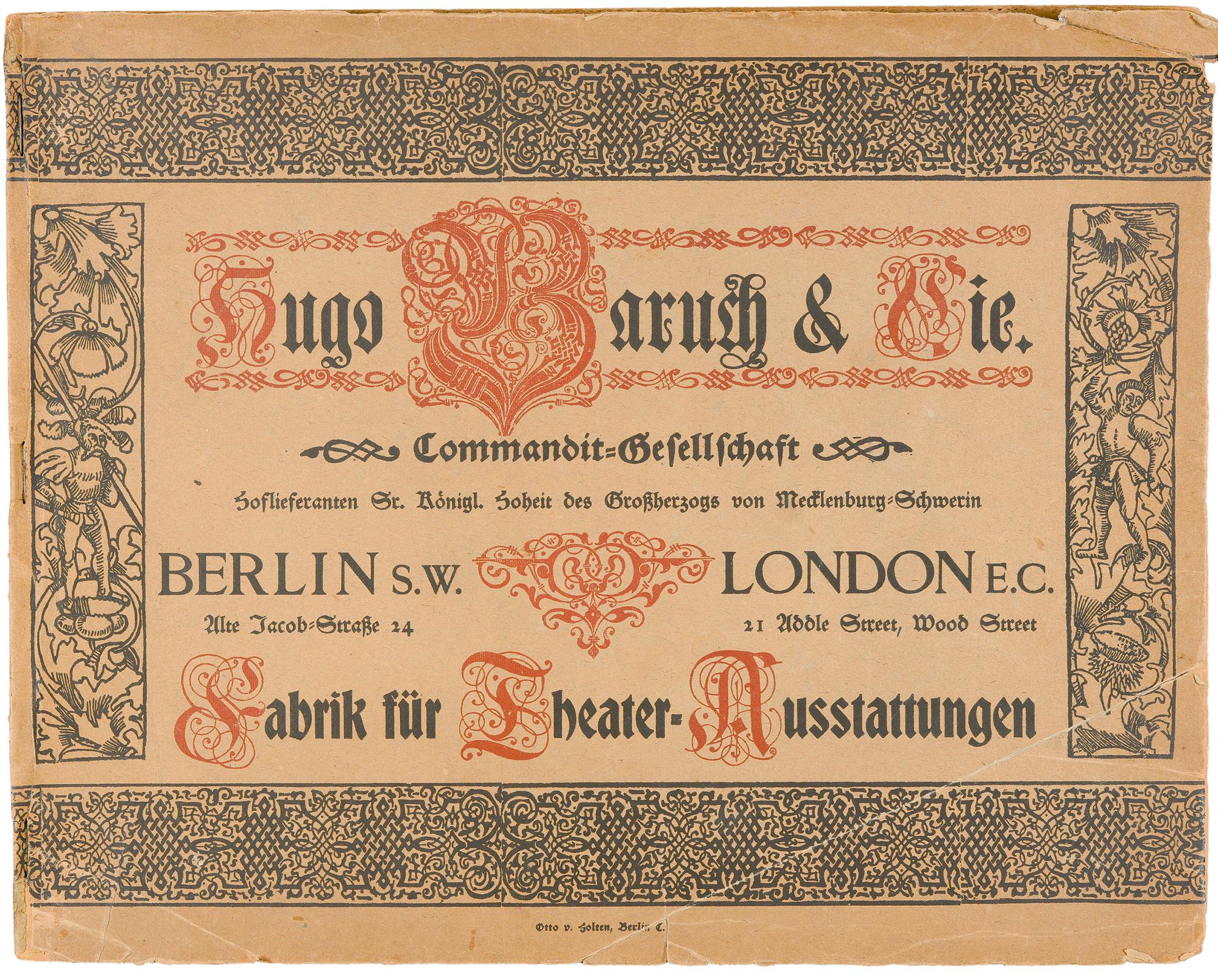 Deckblatt eines Katalogs der Ausstattungsfirma Hugo Baruch & Cie. (ca. 1900).