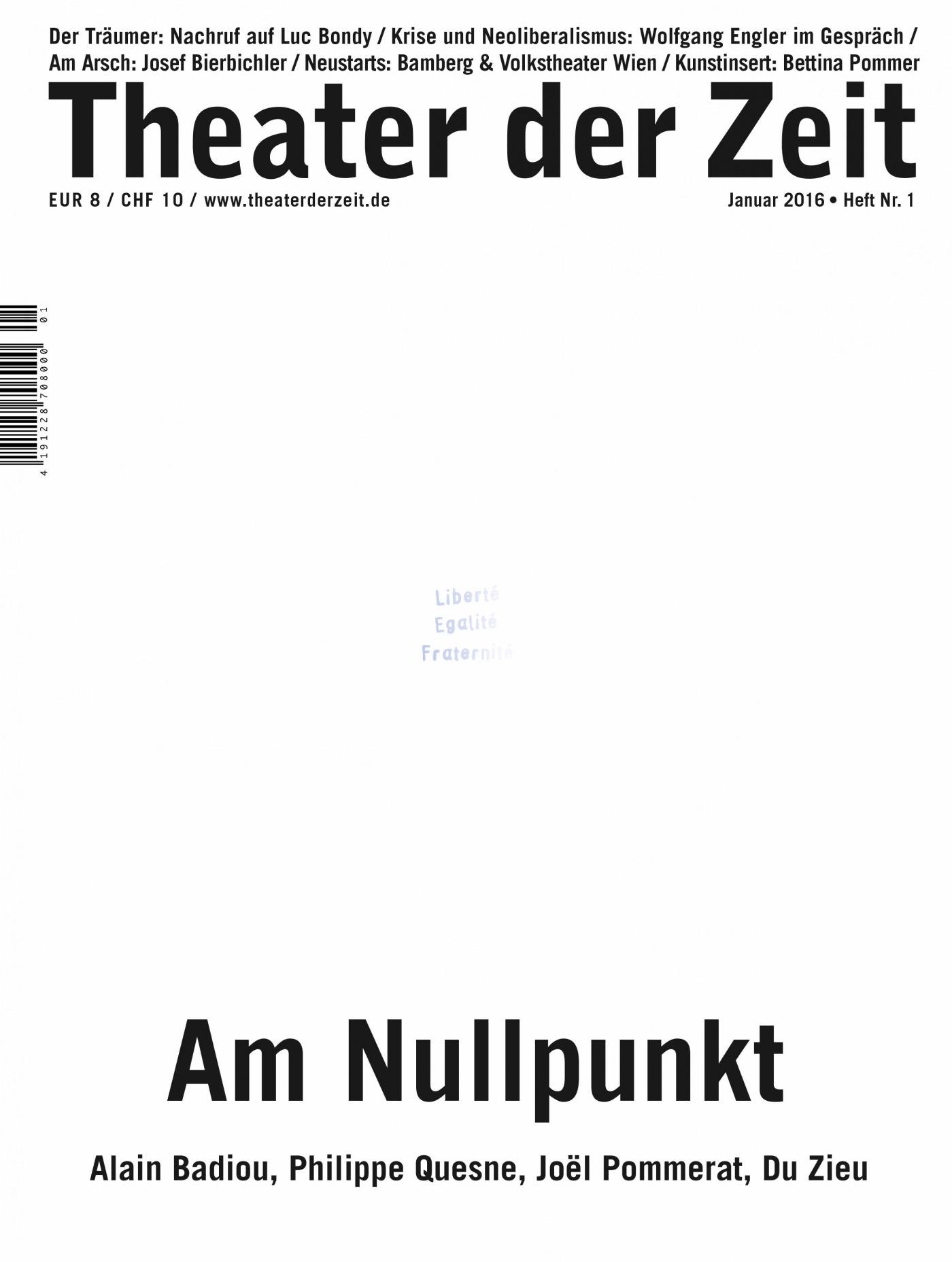 Theater der Zeit Heft 01/2016