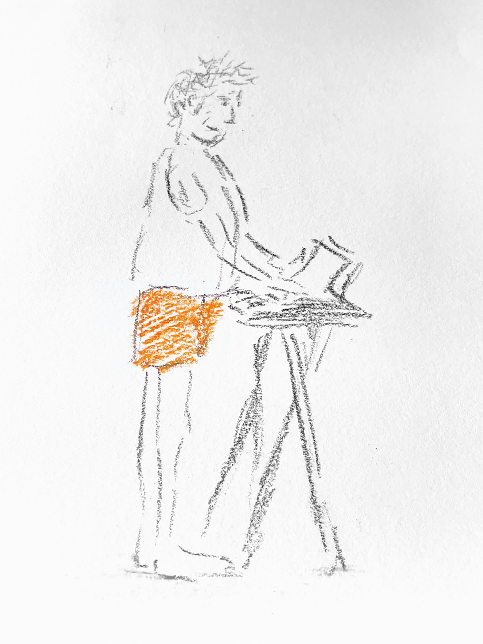 Zeichnung von Johan Simons während der Proben zu „Alkestis“