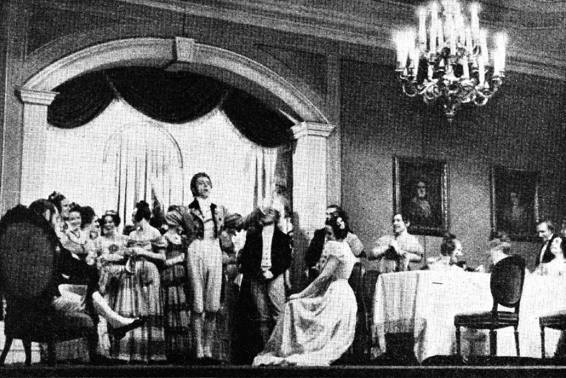 Viertes Bild (Ballsaal bei Larina) aus der Oper „Eugen Onegin“ von Peter Tschaikowski (Staatsoper Berlin, 1946)