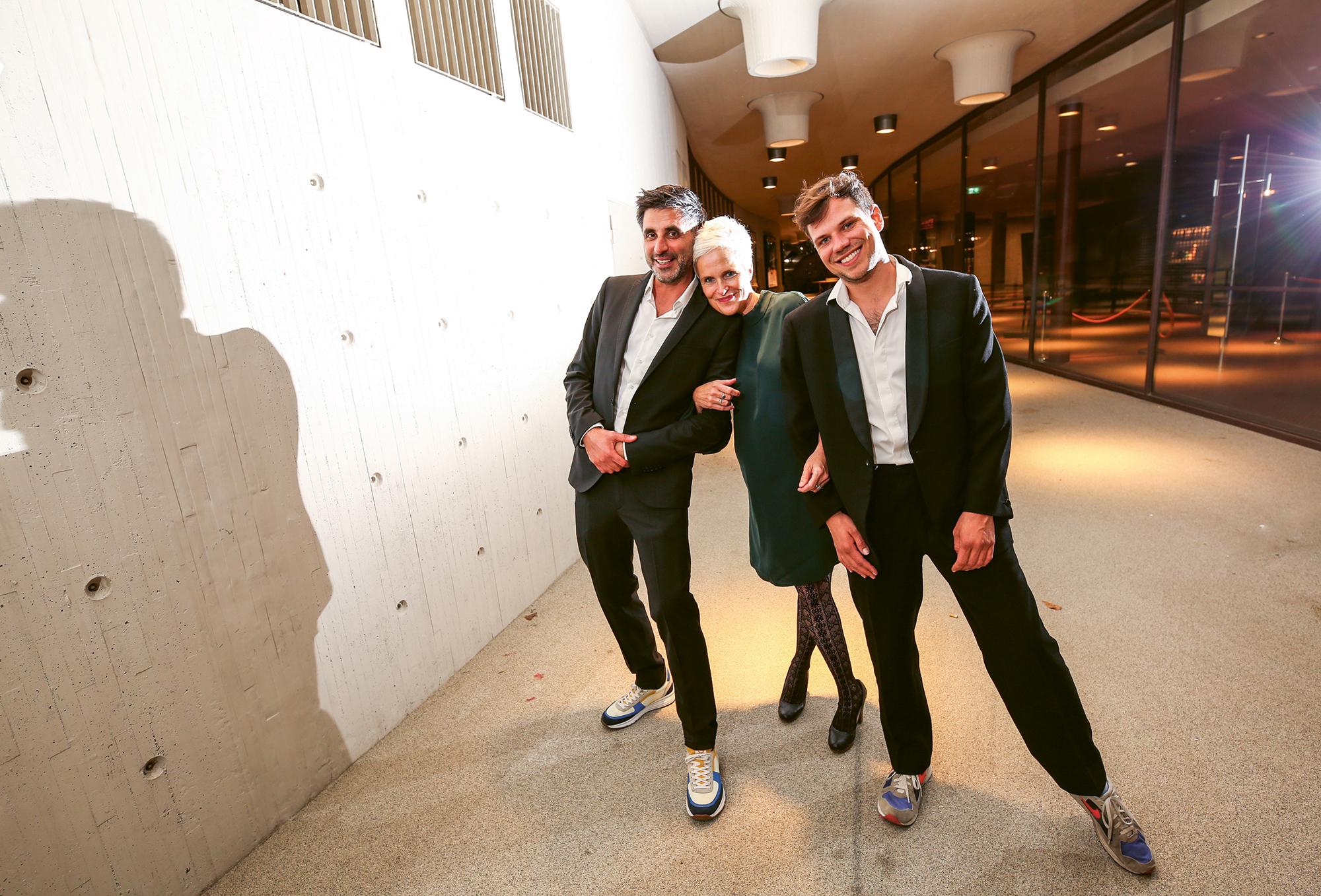 Düsseldorfer Schauspielhaus im Mai 2021 — Das neue Team des Stadt:Kollektiv mit Bassam Ghazi, Birgit Lengers und Lasse Scheiba.