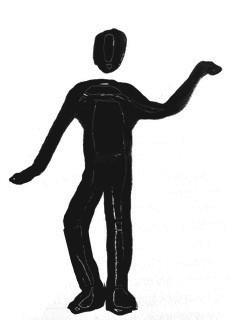 Zeichnung: stilisierte schwarze Figur mit leicht angehobenem Arm