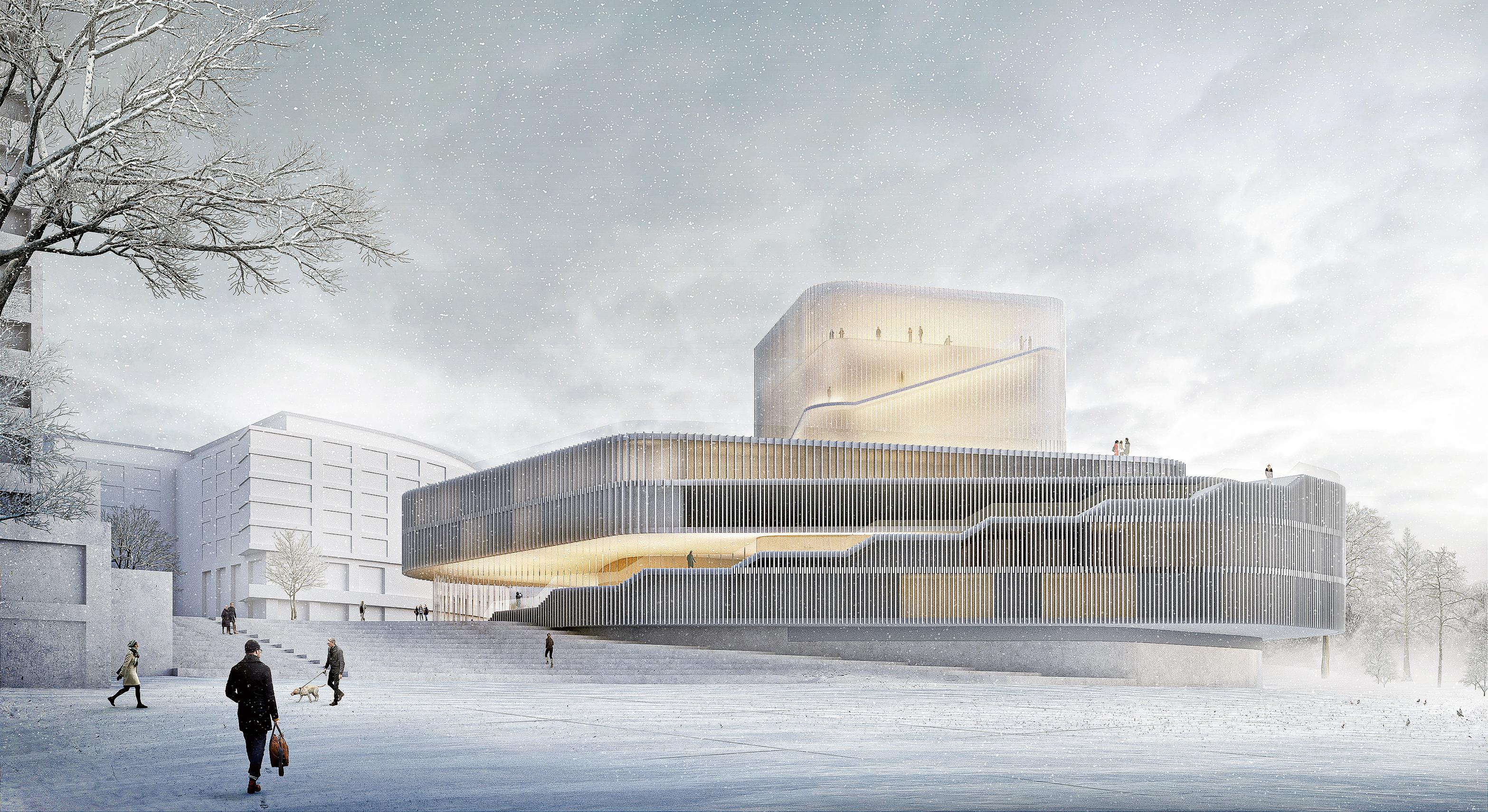 Visualisierung des Neubaus Volkstheater Rostock